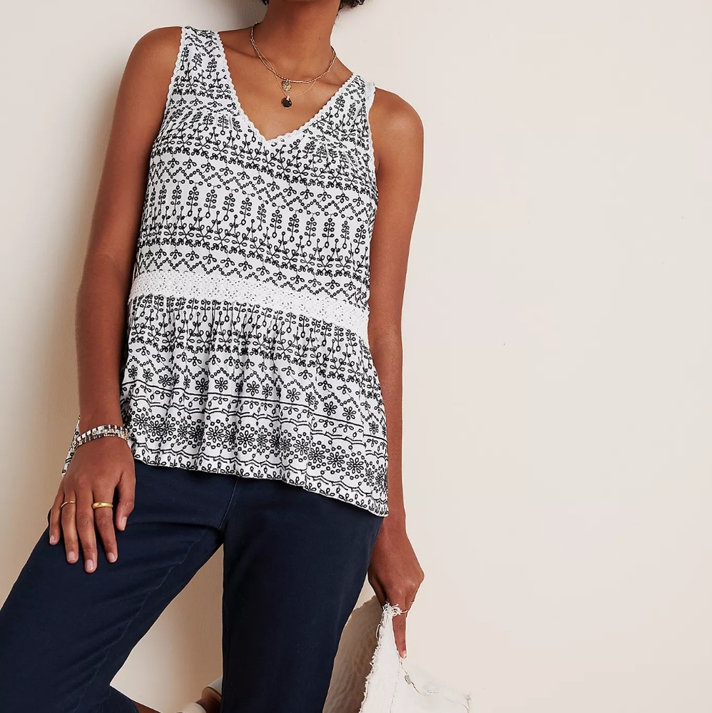 Cammie Embroidered Peplum Top